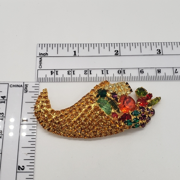 Bauer Cornucopia autumnal colored brooch, vintage - Picture 2 of 11